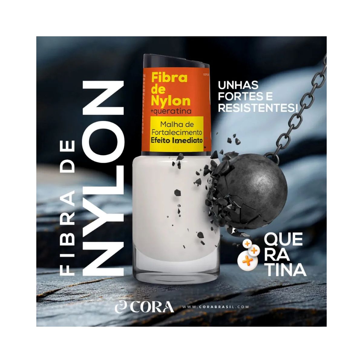 ESMALTE FIBRA DE NYLON +QUERATINA CUIDADOS ESPECIAIS UNHAS CORA 10ML
