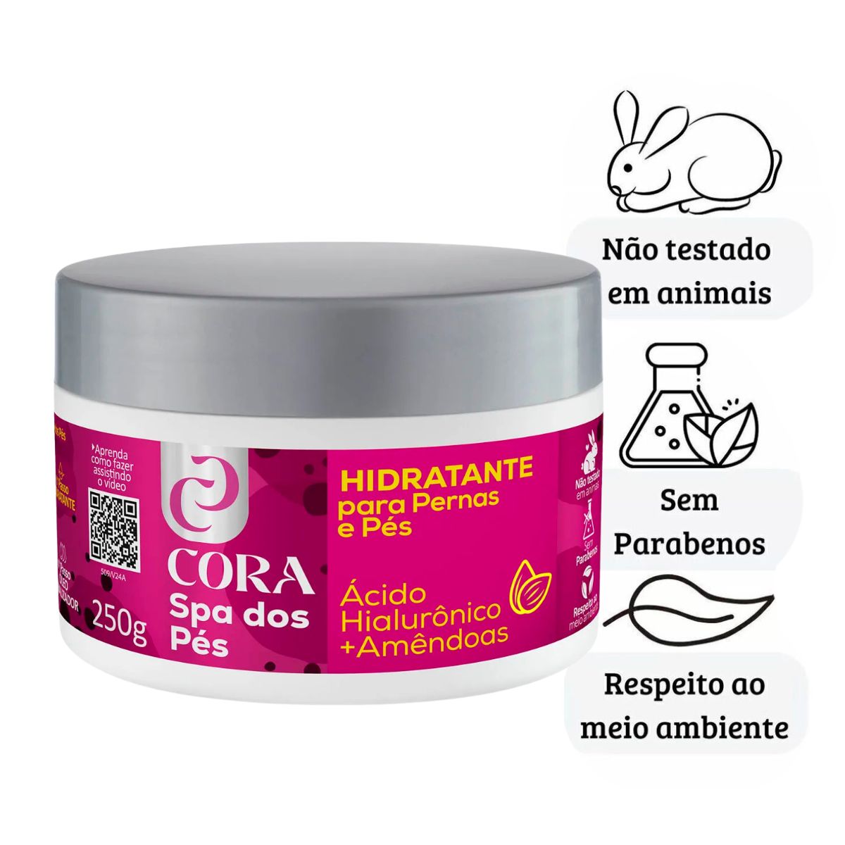 HIDRATANTE SPA DOS PÉS ÁCIDO HIALURÔNICO +AMÊNDOAS CORA 250G