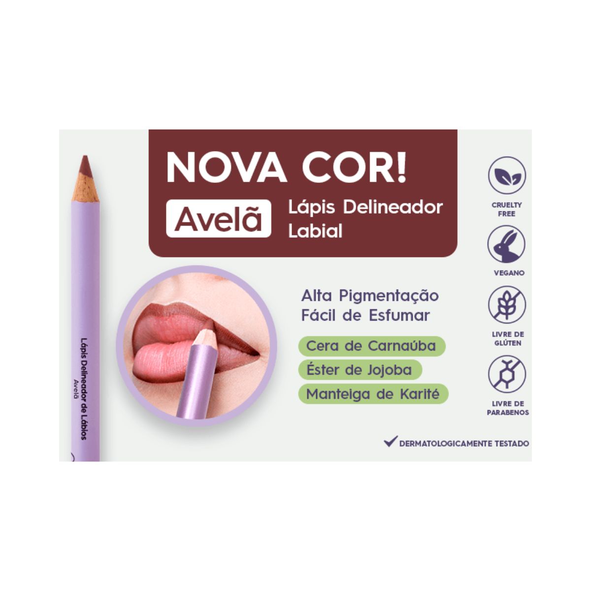 LÁPIS DELINEADOR PARA LÁBIOS COR AVELÃ BAUNY 1,1G