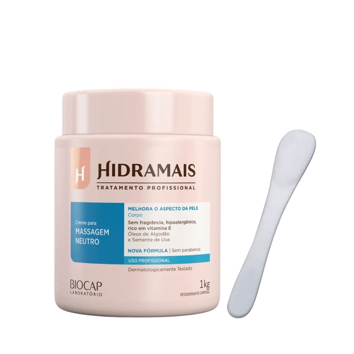 KIT HIDRAMAIS CREME PARA MASSAGEM NETRO HIPOALERGÊNICO PROFISSIONAL 1 KG + ESPÁT