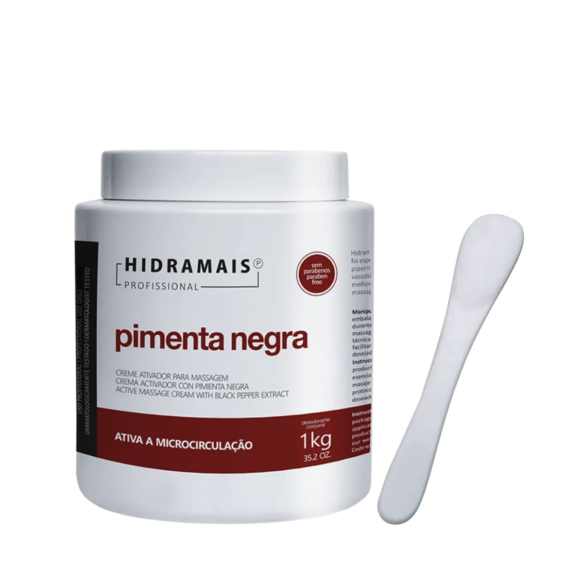 KIT HIDRAMAIS CREME ATIVADOR PARA MASSAGEM PIMENTA NEGRA PROFISSIONAL 1 KG + ESP