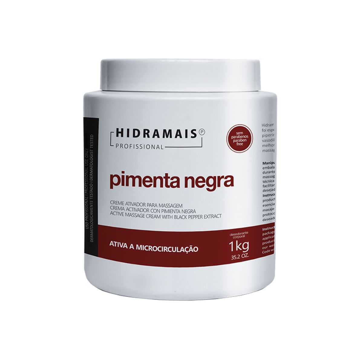 KIT HIDRAMAIS CREME ATIVADOR PARA MASSAGEM PIMENTA NEGRA PROFISSIONAL 1 KG + ESP