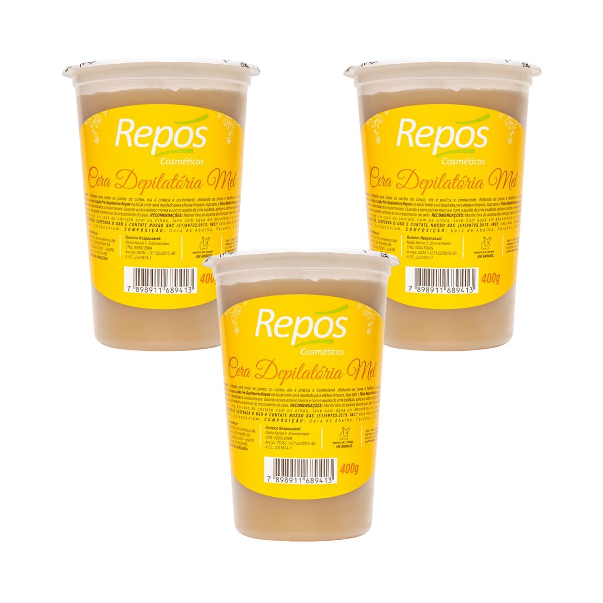 KIT REPÓS 3 CERAS DEPILATÓRIAS EM POTE MEL 400G