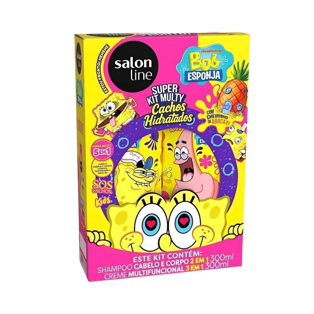 KIT SHAMPOO+CREME MULTIFUNCIONAL BOB ESPONJA SOS CACHOS SALON LINE