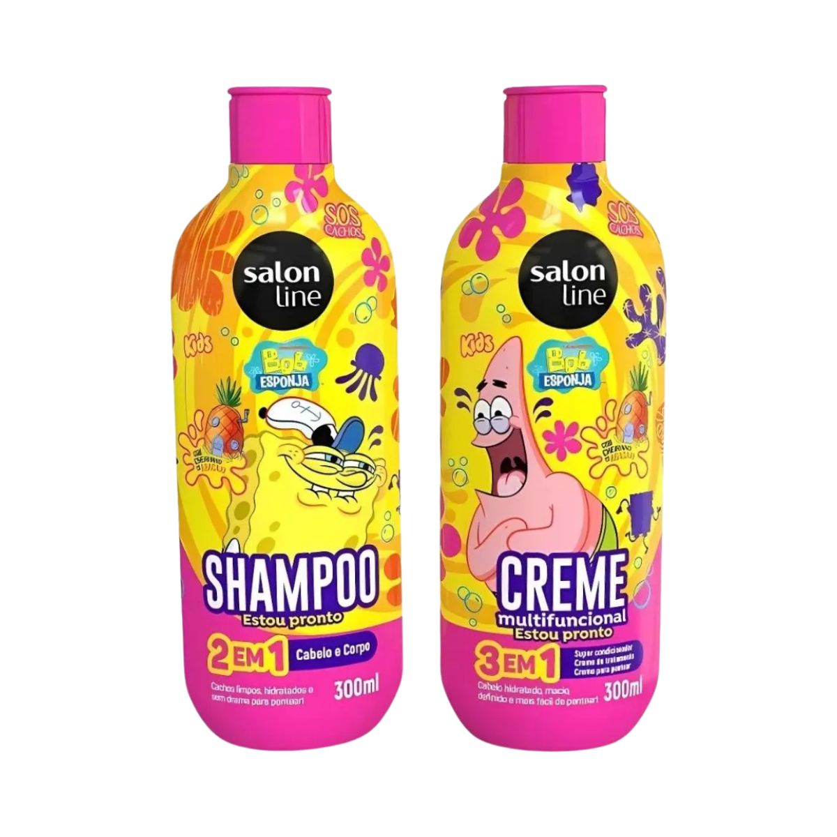 KIT SHAMPOO+CREME MULTIFUNCIONAL BOB ESPONJA SOS CACHOS SALON LINE