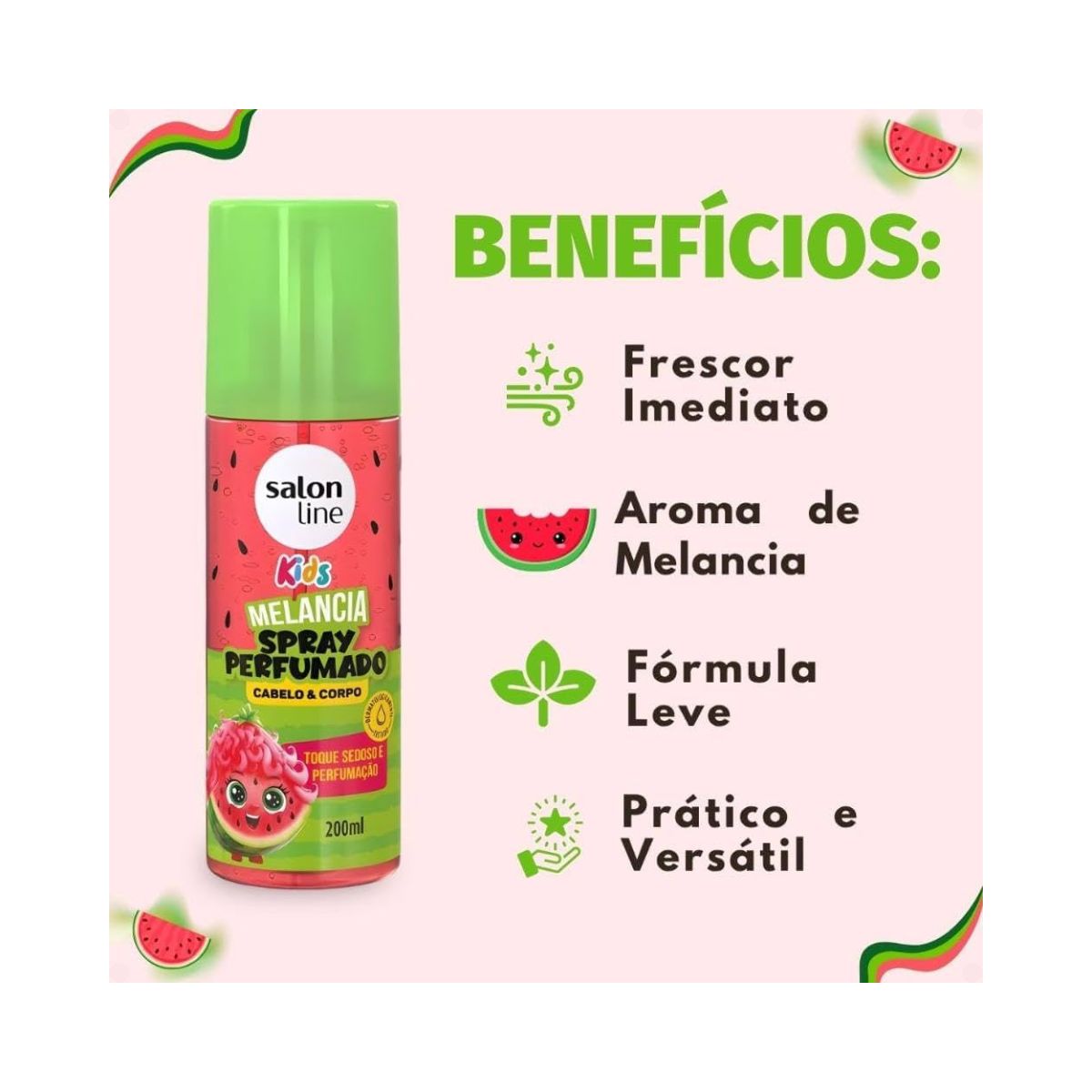 SPRAY PERFUMADO DESODORANTE KIDS MELANCIA SALON LINE 200ML