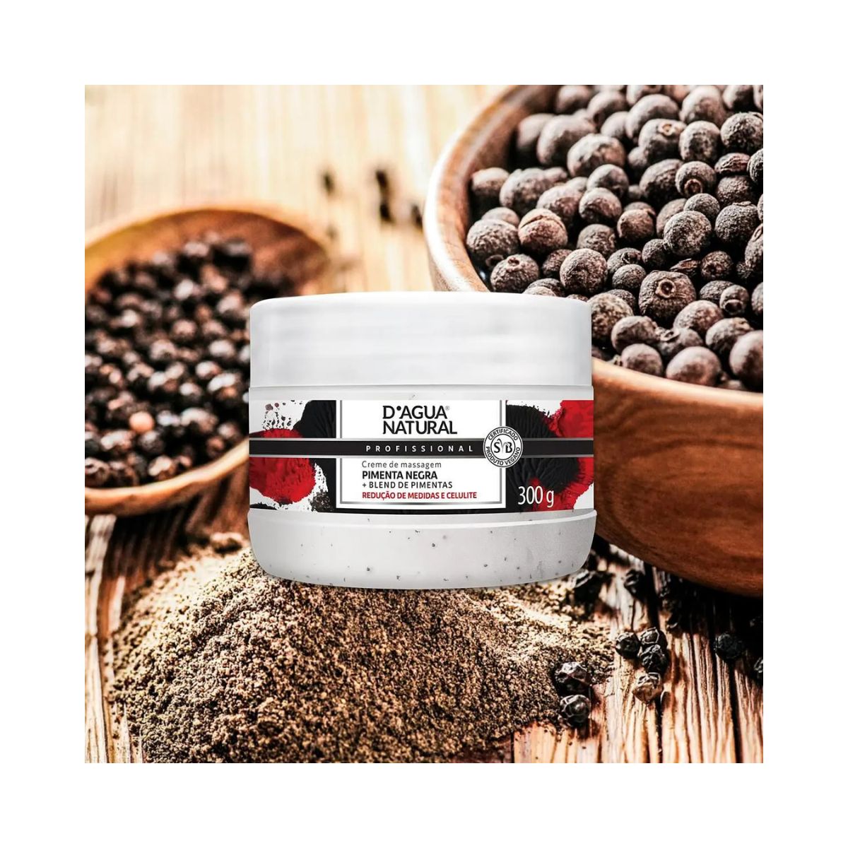 CREME DE MASSAGEM PIMENTA NEGRA DÁGUA NATURAL 300G