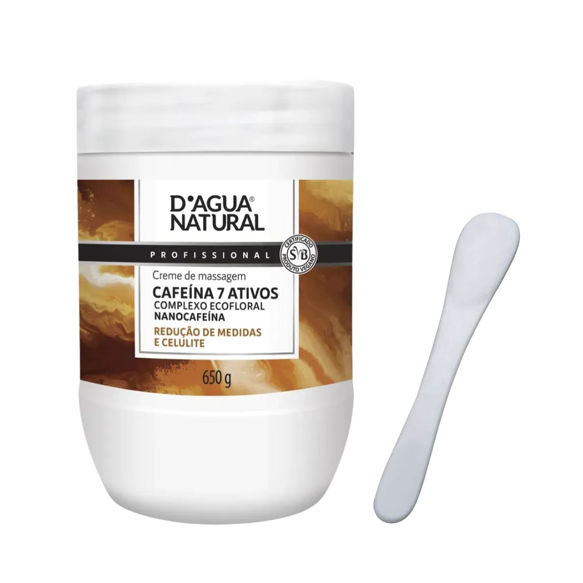 KIT DAGUA NATURAL CREME DE MASSAGEM CAFEÍNA 7 ATIVOS 650G + ESPÁTULA ACRÍLICA