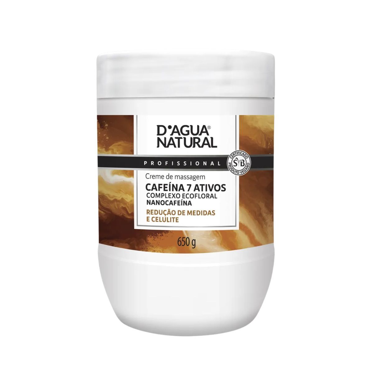 KIT DAGUA NATURAL CREME DE MASSAGEM CAFEÍNA 7 ATIVOS 650G + ARGILA BRANCA EM SAC