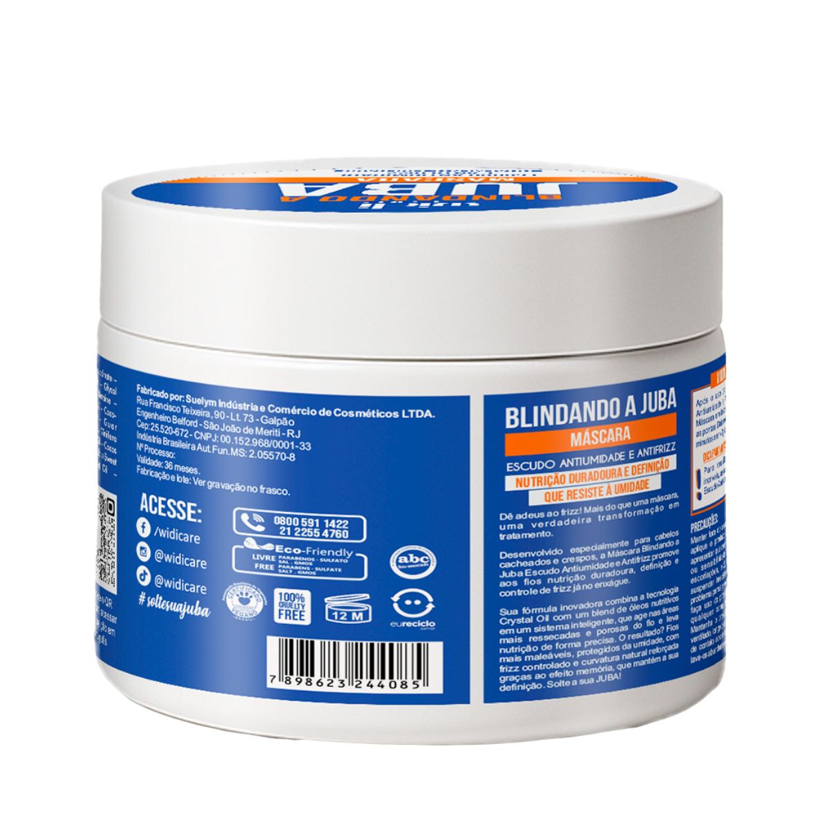 MÁSCARA ESCUDO ANTIUMIDADE E ANTIFRIZZ BLINDANDO A JUBA WIDI CARE 300G