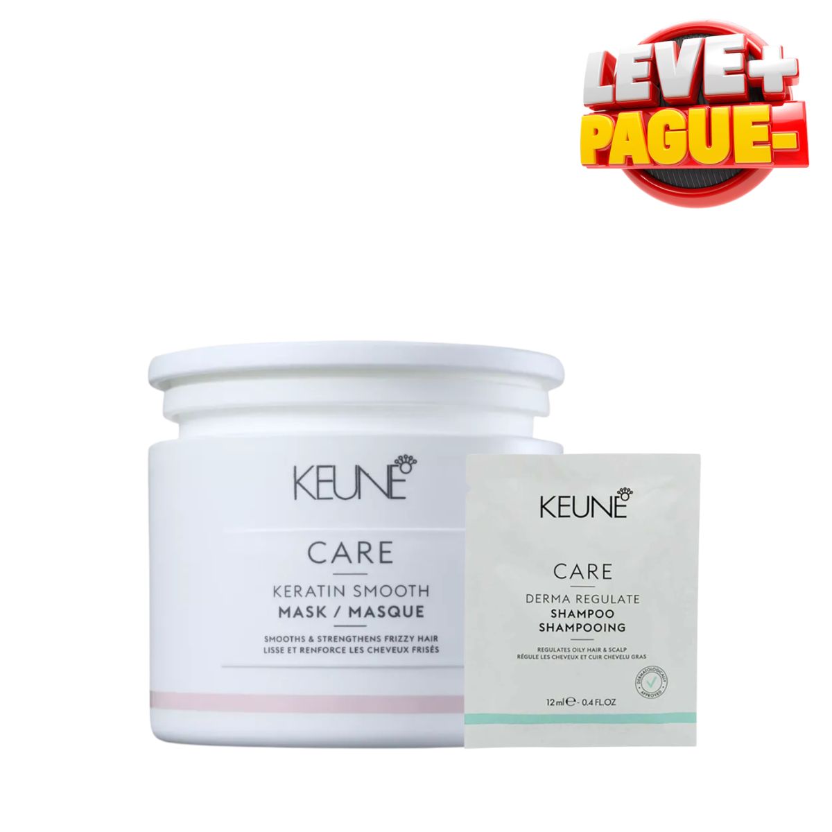 KIT KEUNE MÁSCARA CARE KERATIN SMOOTH 200ML + SACHÊ SHAMPOO DERMA REGULATE 12ML