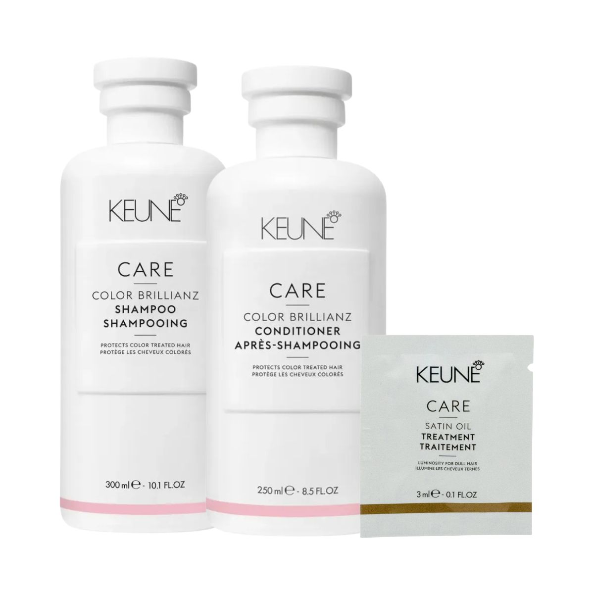 KIT KEUNE SHAMPOOO 300ML + CONDICIONADOR CARE COLOR BRILLIANZ 250ML + GRÁTIS SAC