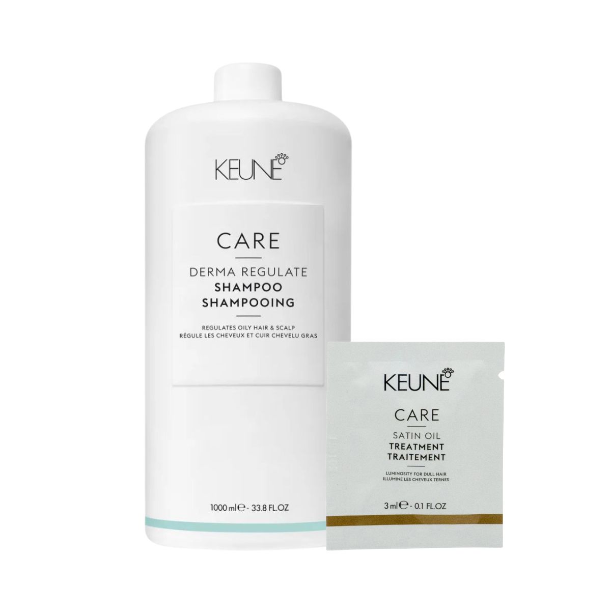 KIT KEUNE SHAMPOOO CARE DERMA REGULATE 1000ML + GRÁTIS SACHÊ TREATMENT SATIN OIL