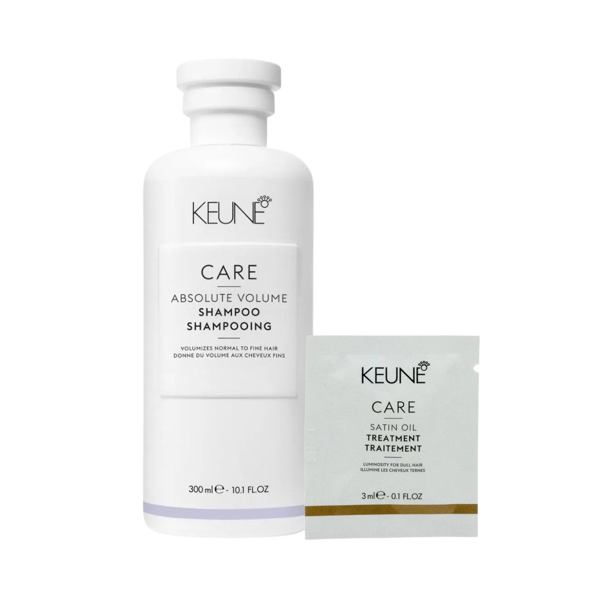 KIT KEUNE SHAMPOO CARE ABSOLUTE VOLUME 300ML + GRÁTIS SACHÊ TREATMENT SATIN OIL 