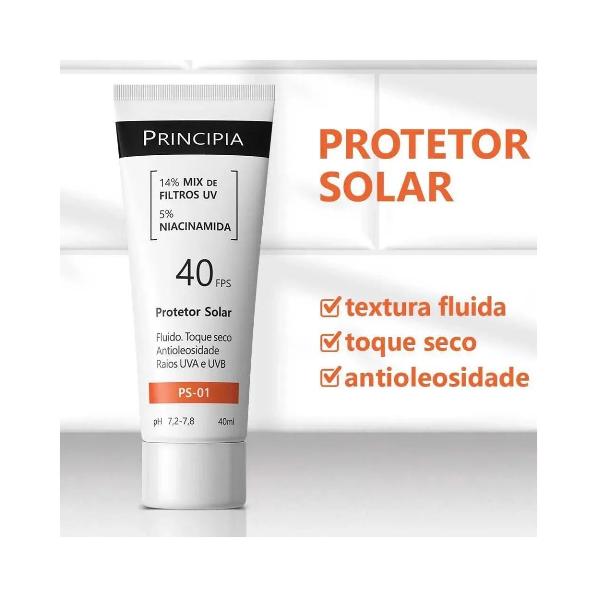 PROTETOR SOLAR FACIAL FPS40 PS-01 PRINCIPIA 40ML