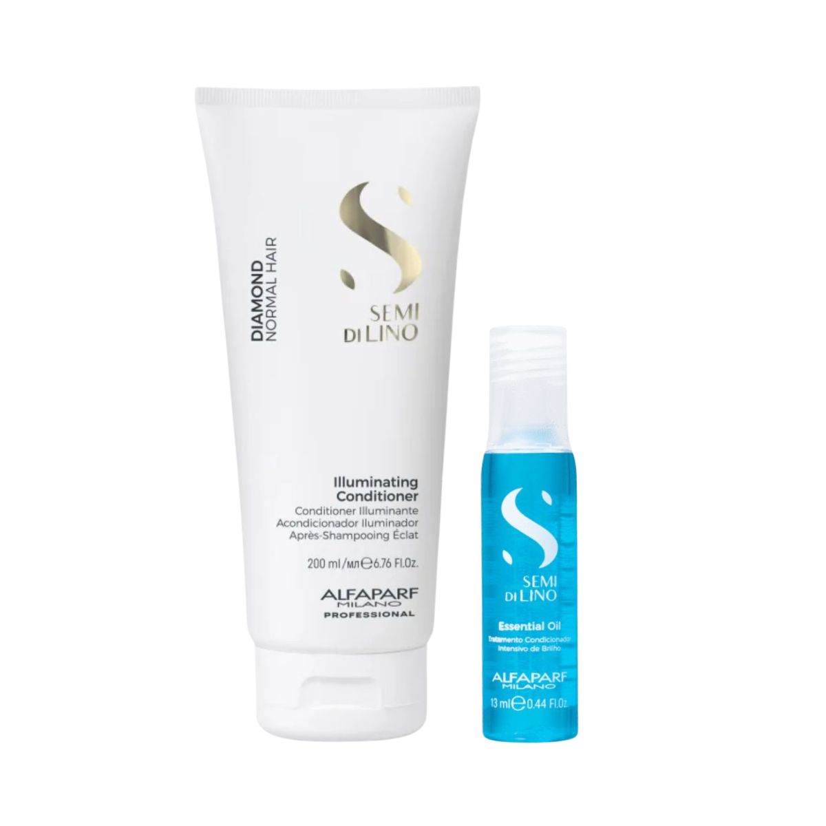KIT ALFAPARF CONDICIONADOR SEMI DI LINO ILLUMINATING DIAMOND HAIR 200ML + AMPOL