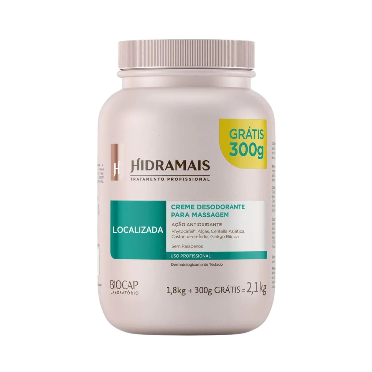 CREME PARA MASSAGEM LOCALIZADA HIDRAMAIS PROFISSONAL 1,8KG + 300G