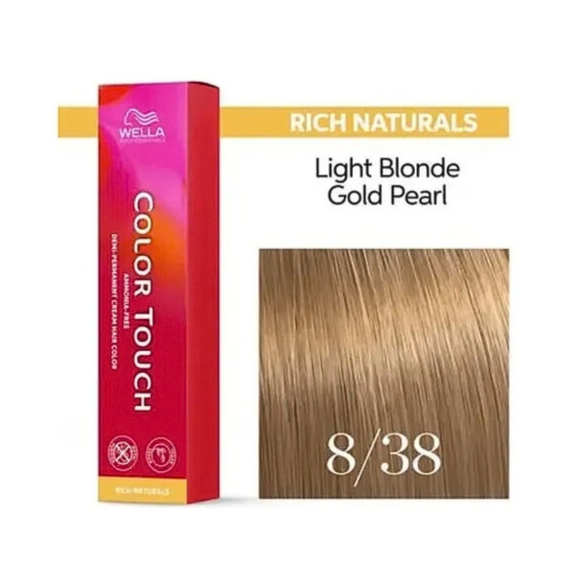 TONALIZANTE COLOR TOUCH 8.38 LOURO CLARO PÉROLA DOURADO WELLA PROFISSIONALS 60G