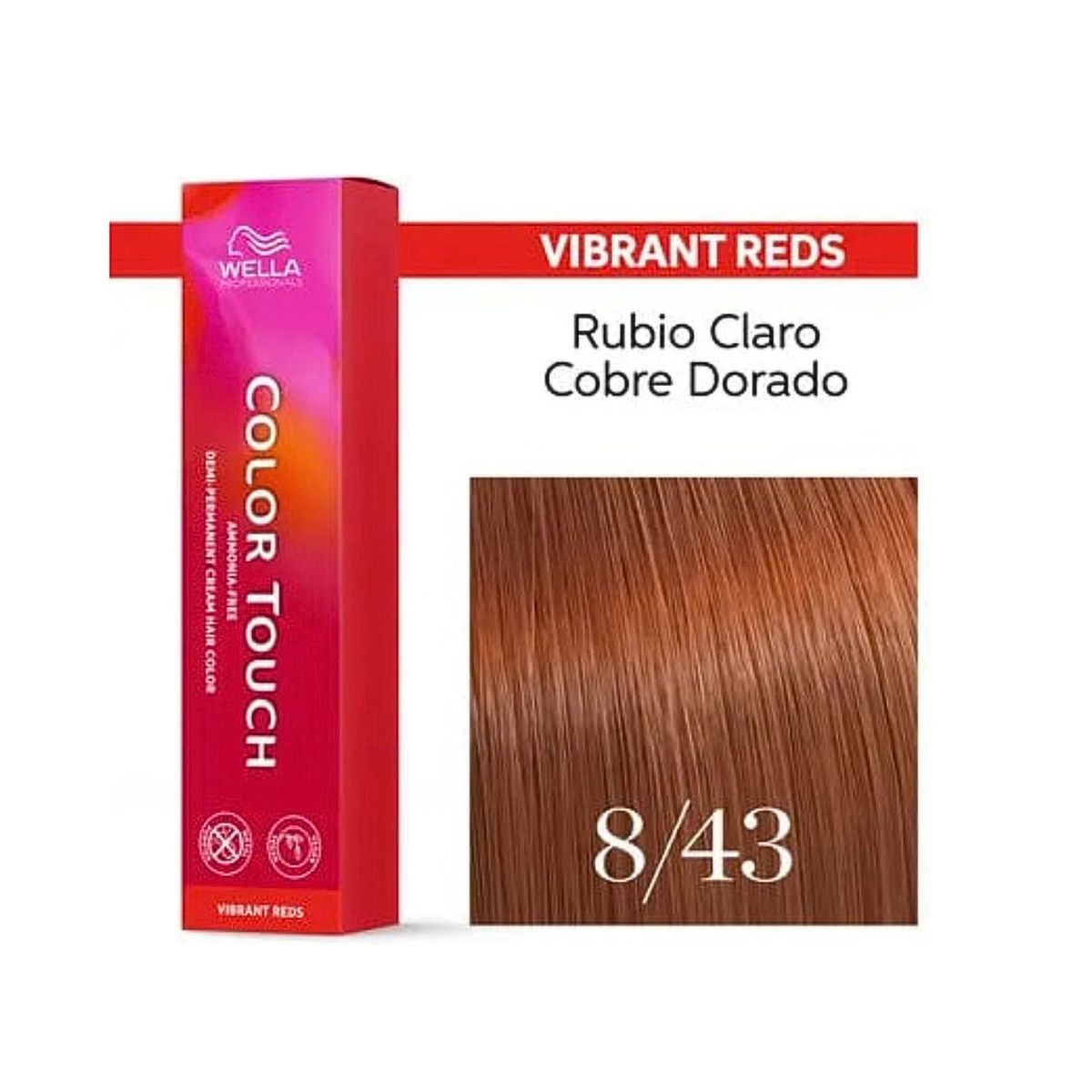 TONALIZANTE COLOR TOUCH 8.43 LOURO CLARO VERMELHO DOURADO WELLA PROFISSIONALS 60