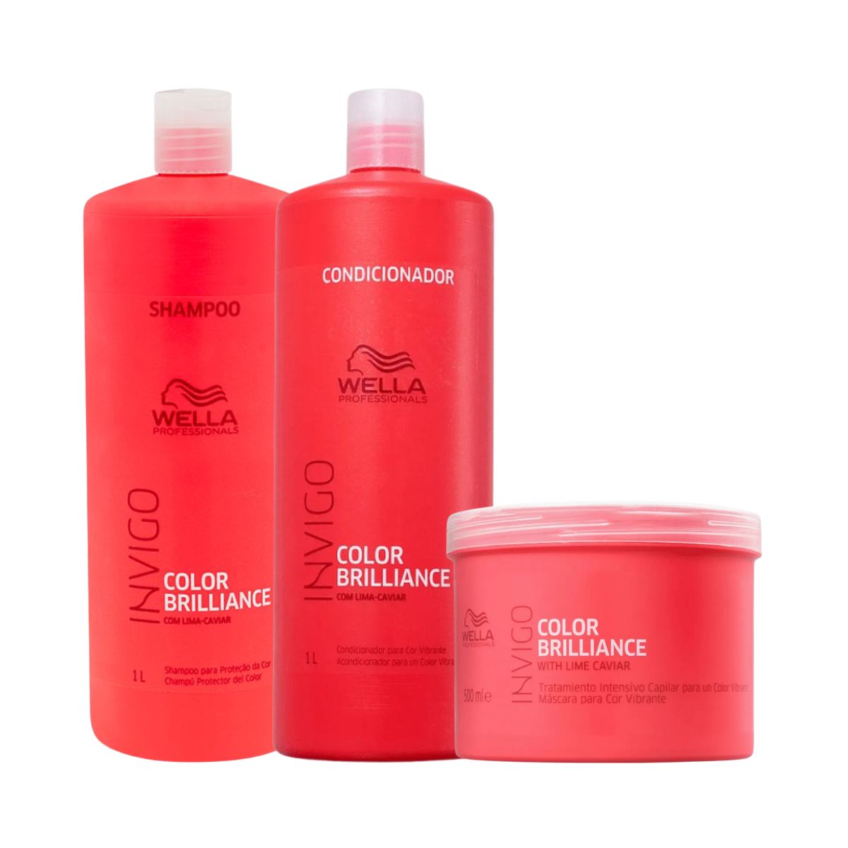 KIT WELLA COLOR BRILLIANCE SHAMPOO 1L + CONDICIONADOR 1L + MÁSCARA 500G