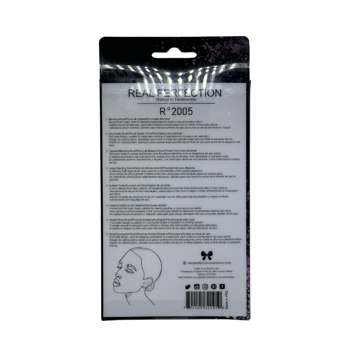 KIT REAL PERFECTION 7 PINCEIS+CURVADOR DE  CILIOS R2005