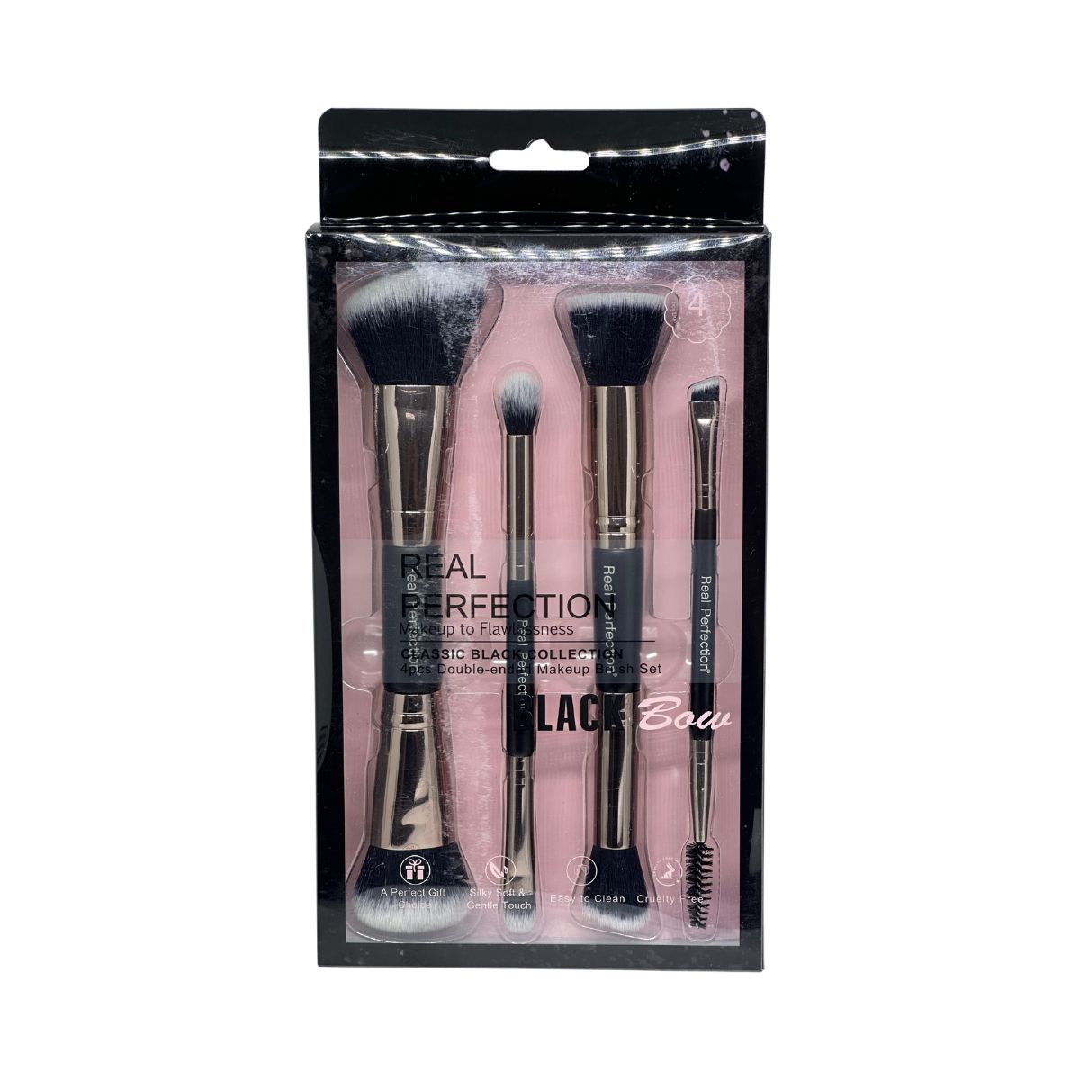 KIT REAL PERFECTION 4 PINCEIS DOUBLE R2009 + GRÁTIS FAIXA ATOALHADA PARA MAQUIAG