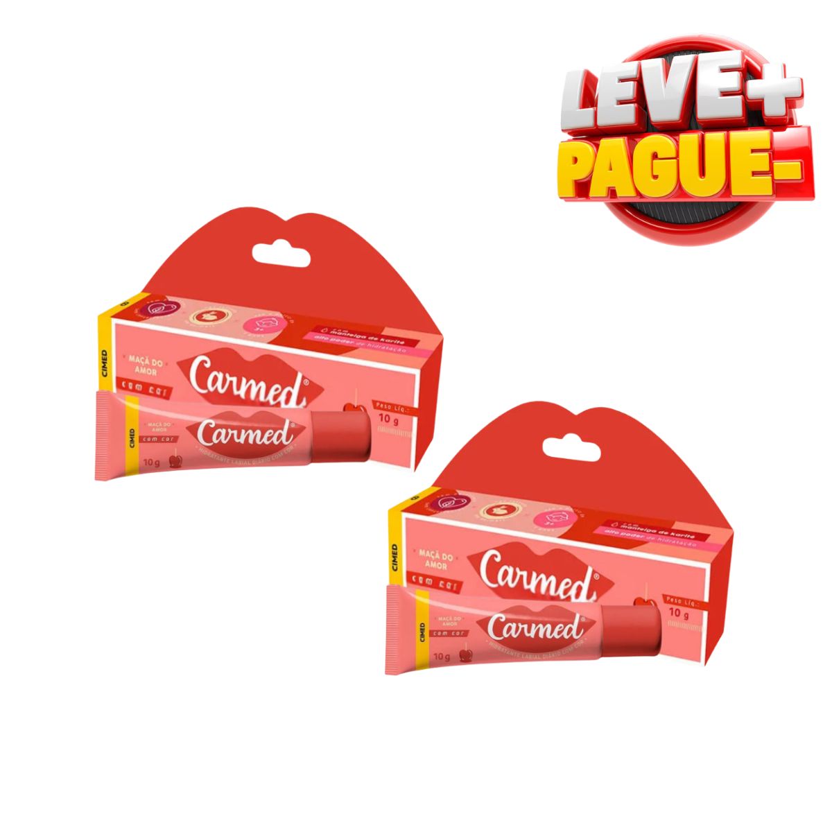 HIDRATANTES LABIAIS CARMED LEVE + PAGUE - MAÇÃ DO AMOR 10G