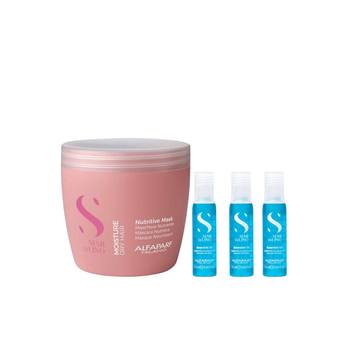KIT ALFAPARF MÁSCARA CONDICIONADORA SEMI DI LINO NUTRITIVE MOISTURE DRY HAIR 500