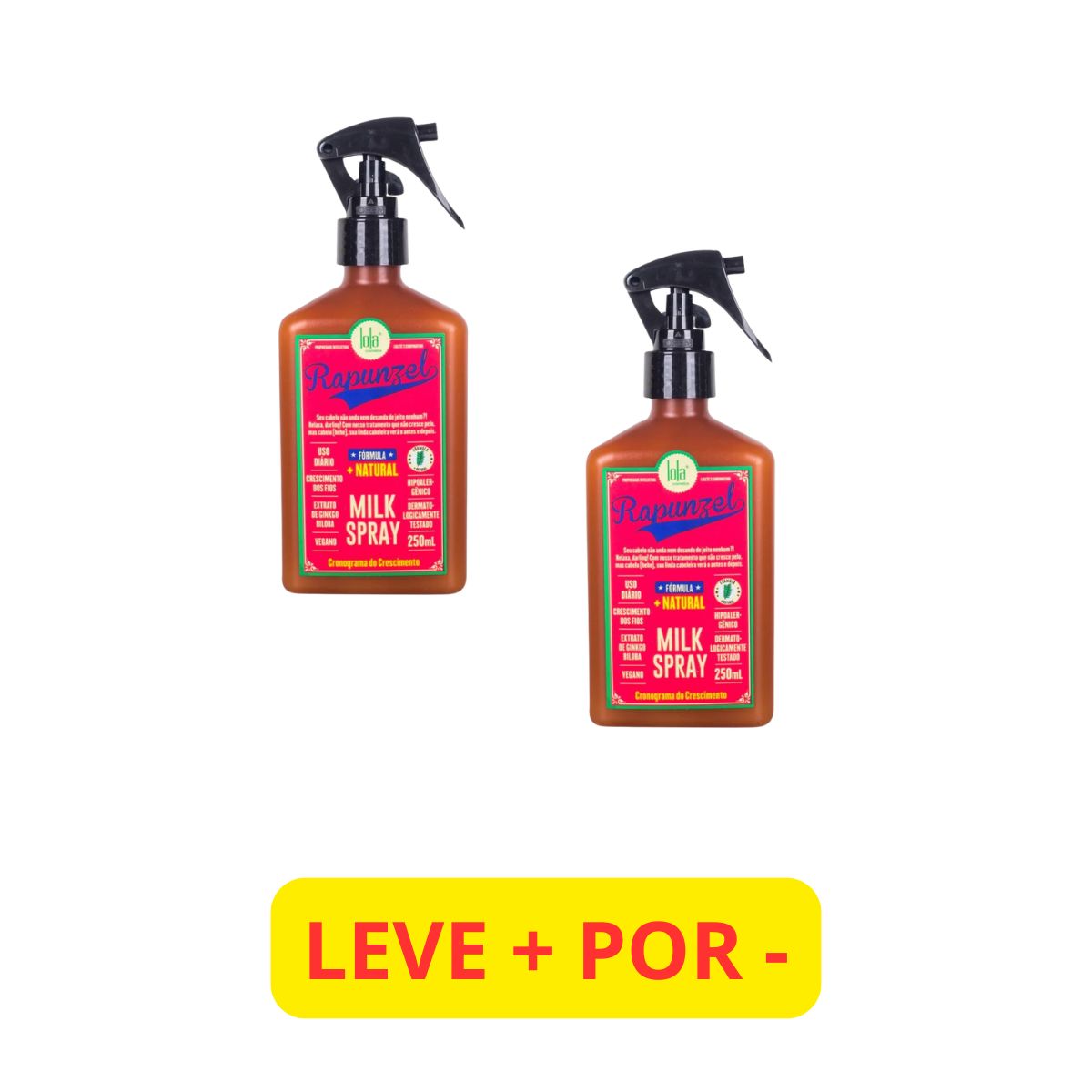 KIT LOLA LEAVE-IN SPRAY MILK RAPUNZEL 250ML LEVE + PAGUE -
