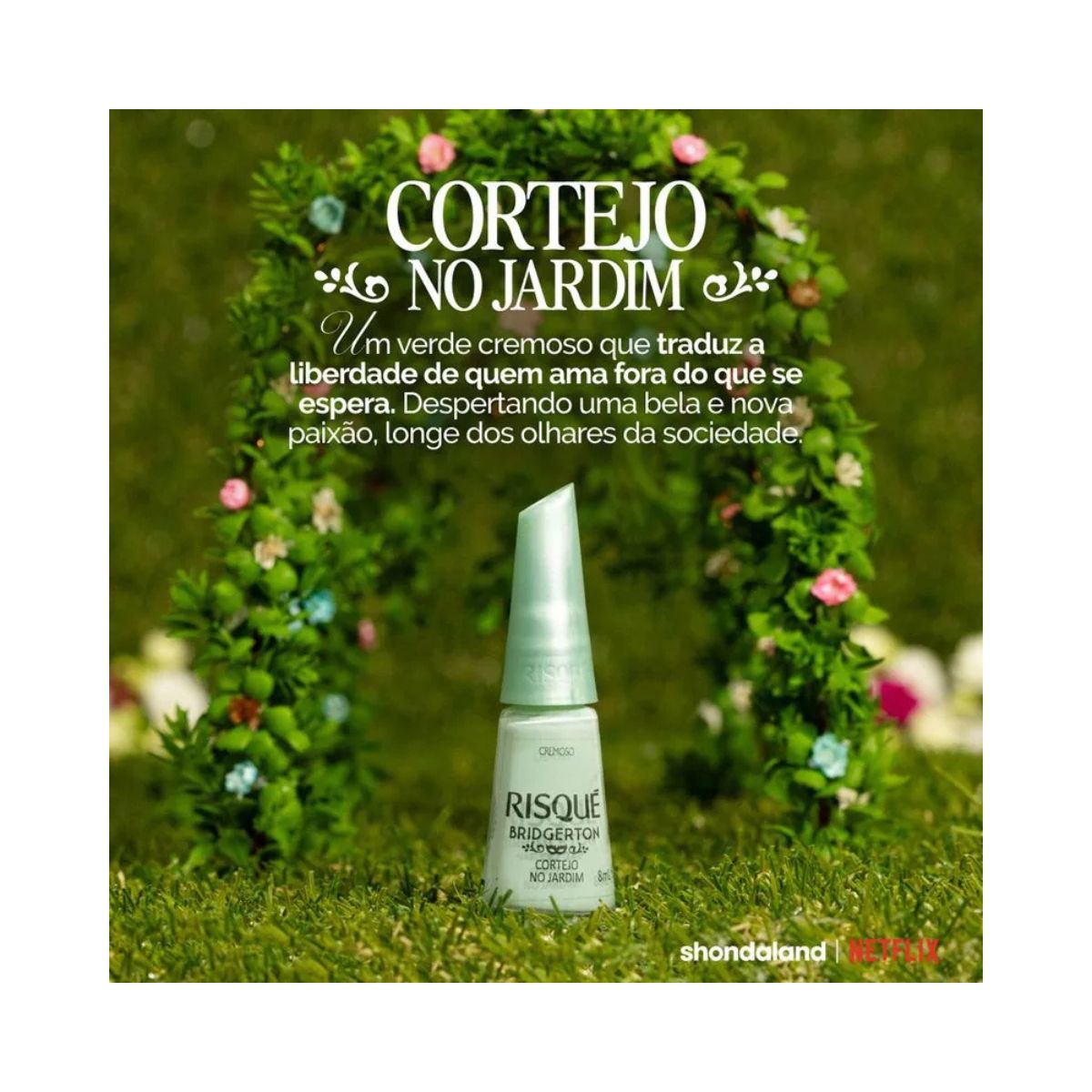 RISQUE BRIDGERTON CORTEJO NO JARDIM