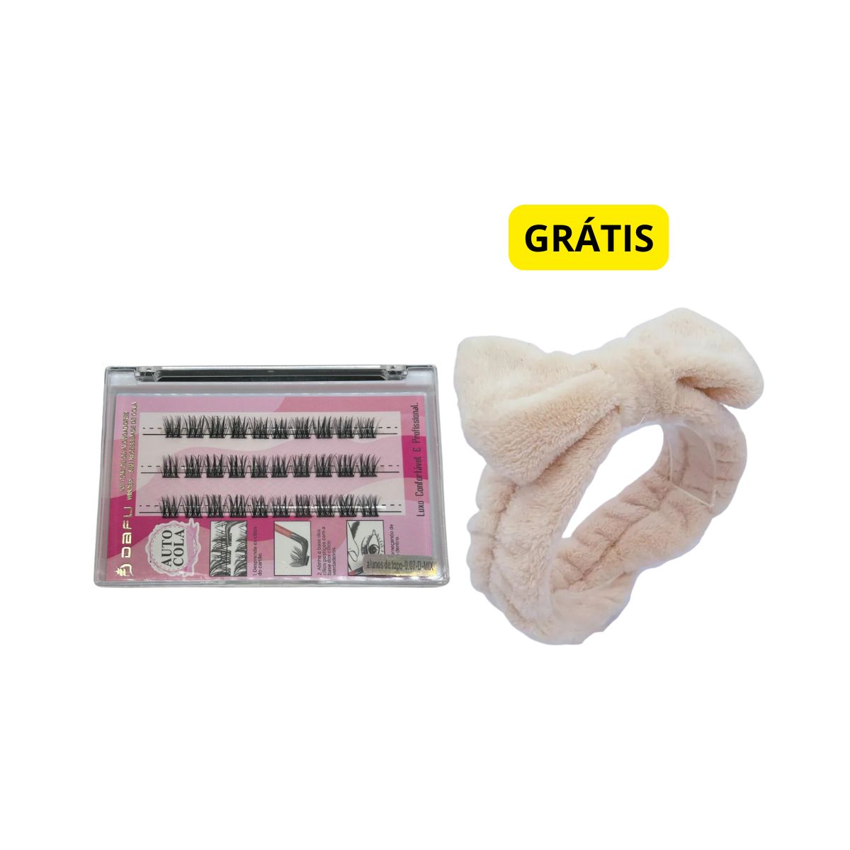 KIT DAFU CÍLIOS ALONGADORES AUTOCOLA 0.07-D ALUNOS DE TOPO + GRÁTIS FAIXA ATOALH