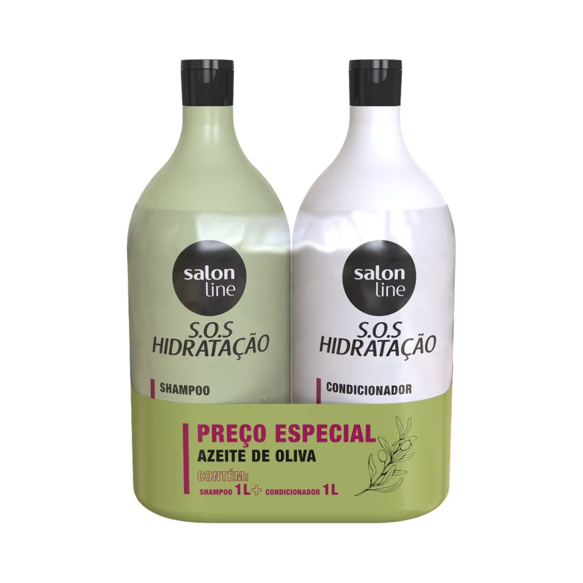 KIT SHAMPOO+CONDICIONADOR SOS HIDRATACAO AZEITE DE OLIVA SALON LINE 1L