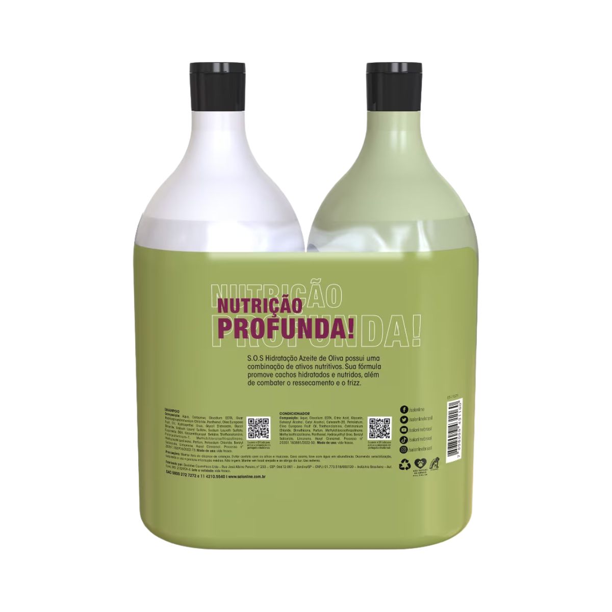 KIT SHAMPOO+CONDICIONADOR SOS HIDRATACAO AZEITE DE OLIVA SALON LINE 1L