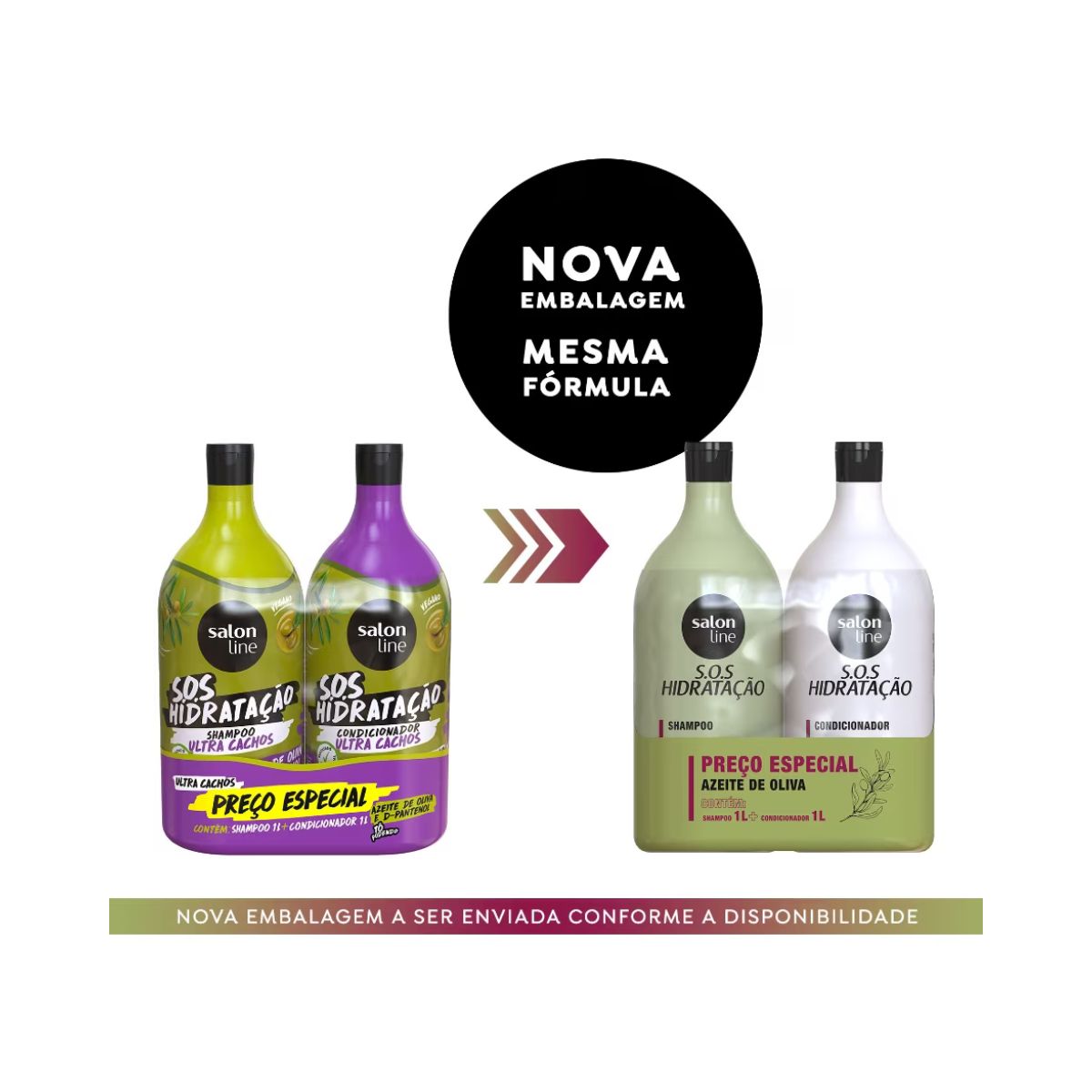 KIT SHAMPOO+CONDICIONADOR SOS HIDRATACAO AZEITE DE OLIVA SALON LINE 1L