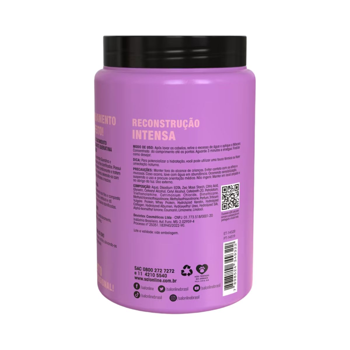 MASCARA CONDICIONANTE SOS HIDRATACAO QUERATINA E COLAGENO SALON LINE 1KG