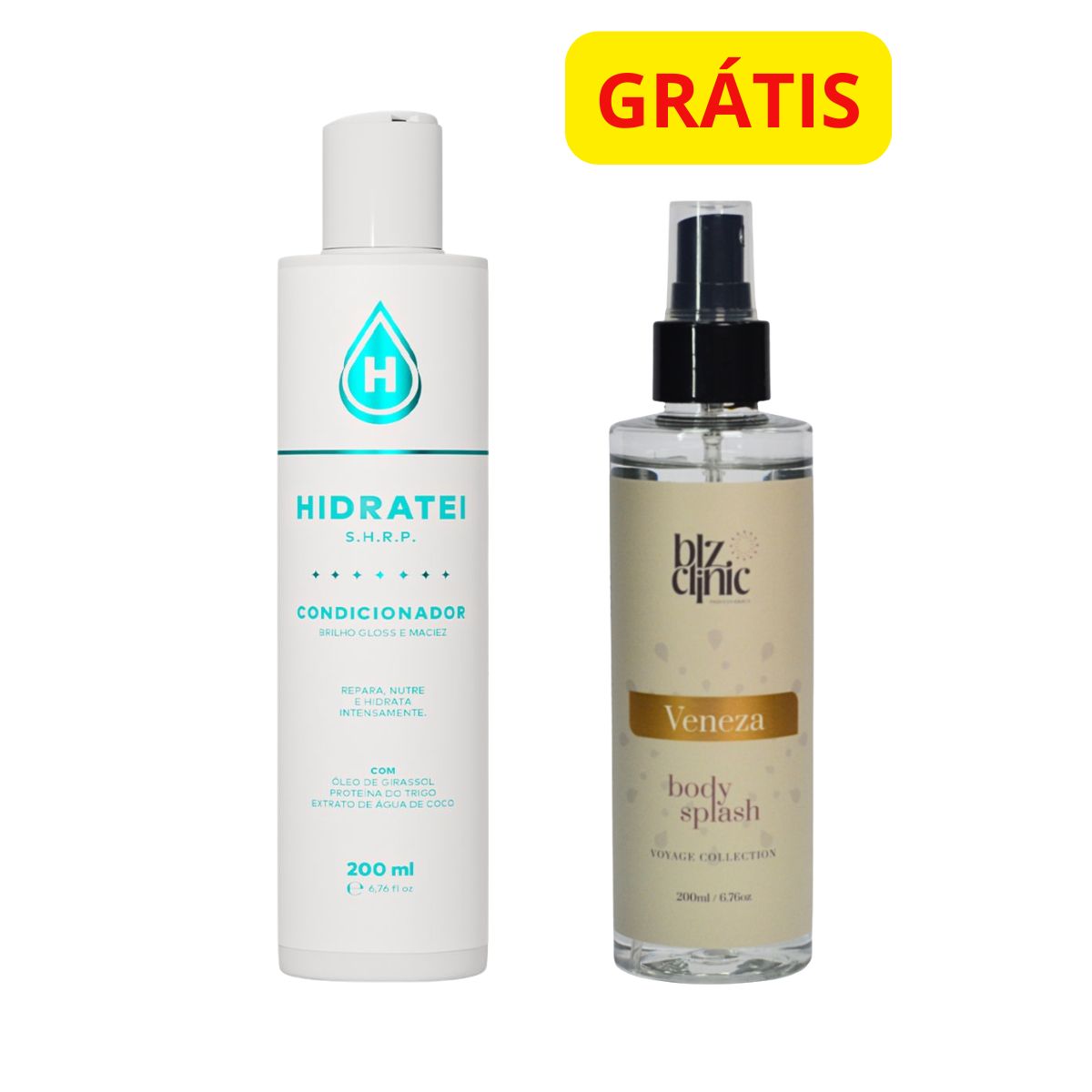 KIT HIDRATEI CONDICIONADOR SHRP 200ML + GRÁTIS BODY SPLASH BLZ CLINIC VENEZA 200