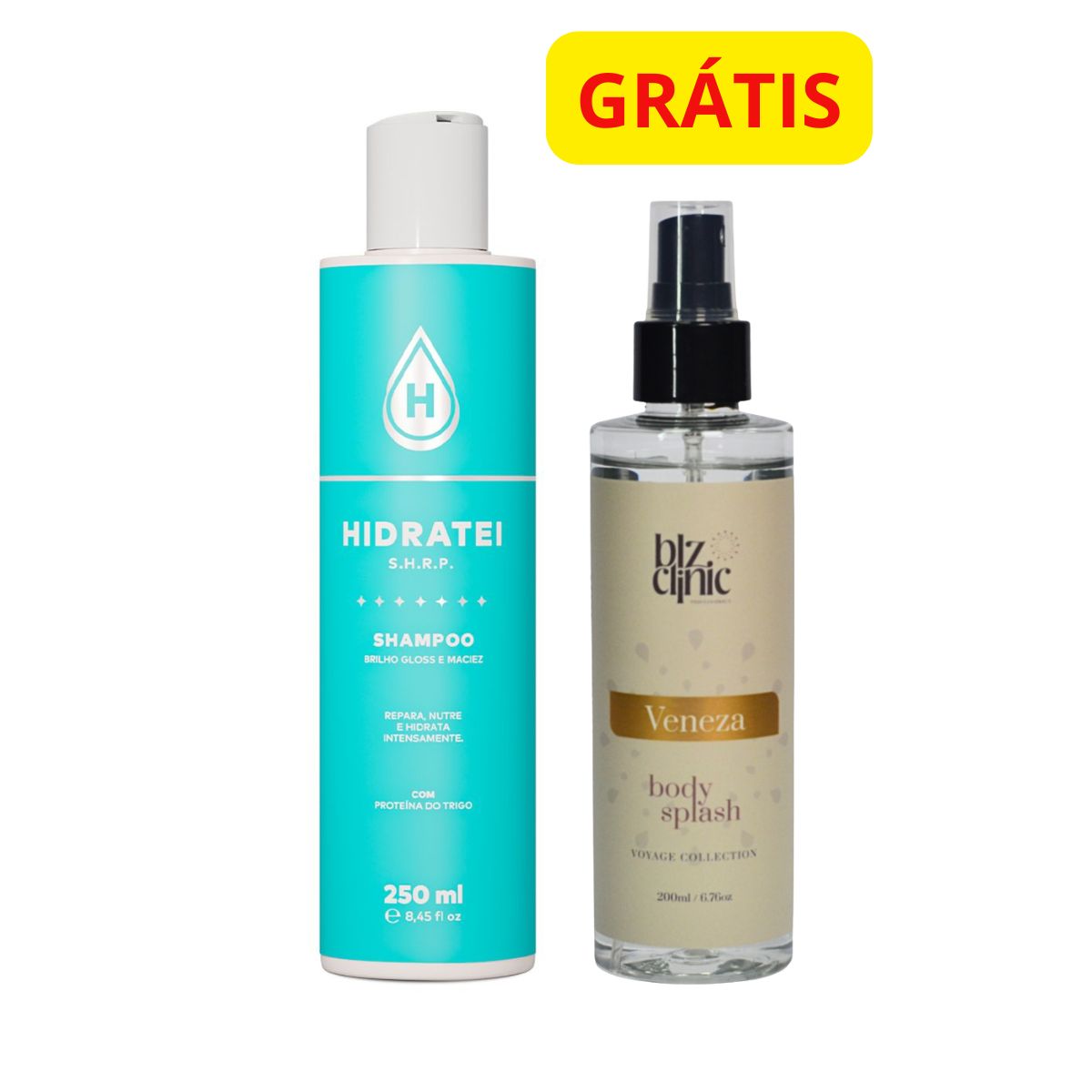 KIT HIDRATEI CREME SHRP PROTEIN 50G + GRÁTIS BODY SPLASH BLZ CLINIC VENEZA 200ML