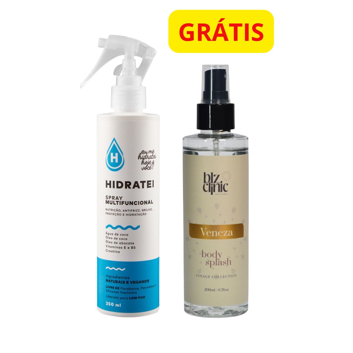 KIT HIDRATEI SPRAY MULTIFUNCIONAL 250ML + GRÁTIS BODY SPLASH BLZ VENEZA 200ML