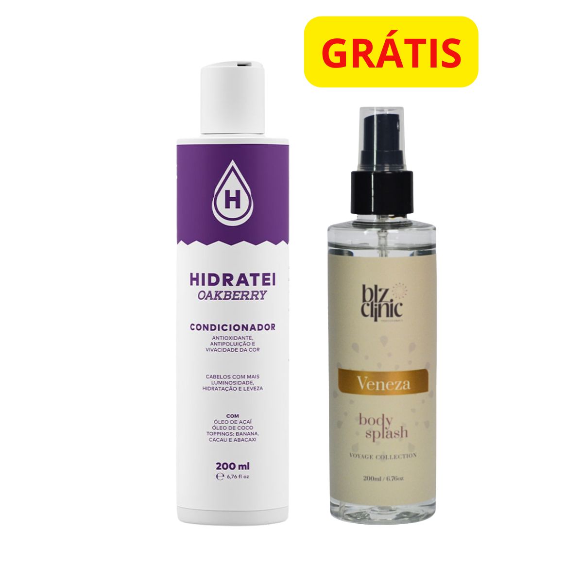 KIT HIDRATEI CONDICIONADOR OAKBERRY 200ML + GRÁTIS BODY SPLASH BLZ CLINIC VENEZA