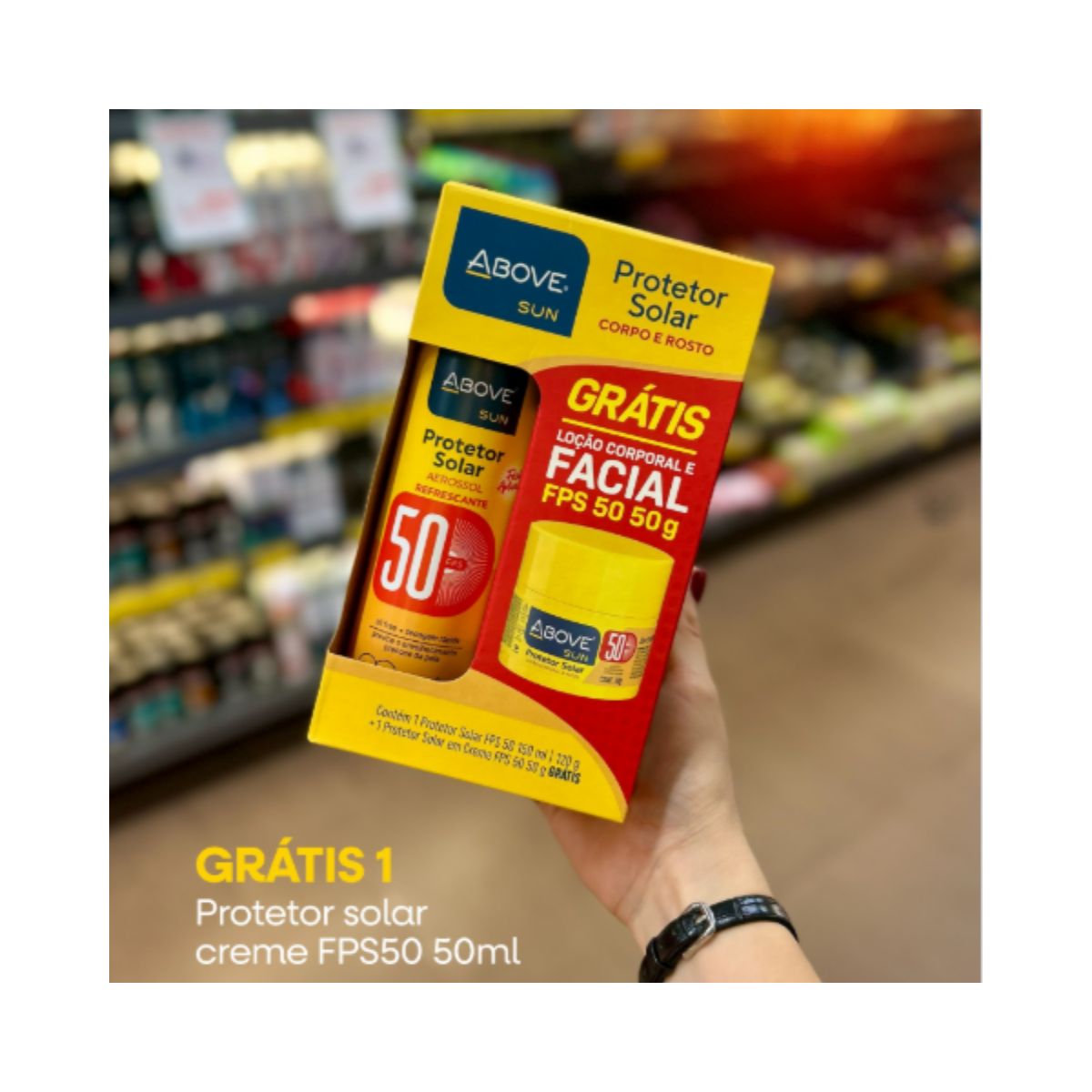 KIT ABOVE PROTETOR SOLAR SUN FPS50 150ML+GRATIS PROTETOR SOLAR CREME FPS50 50G