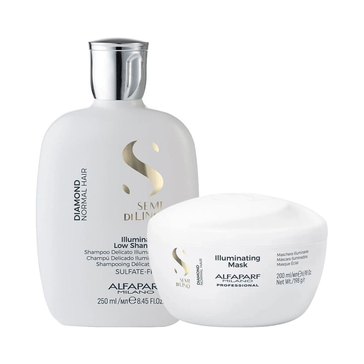KIT ALFAPARF SHAMPOO ILLUMINATING DIAMOND 250ML + MÁSCARA ILLUMIINATING DIAMOND