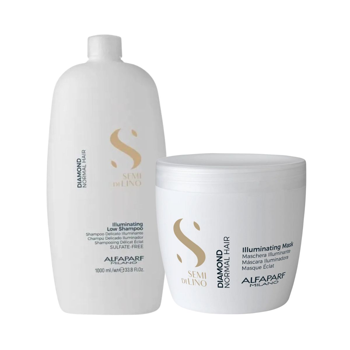 KIT ALFAPARF SHAMPOO ILLUMINATING DIAMOND 1L + MÁSCARA ILLUMINATING DIAMOND 500M