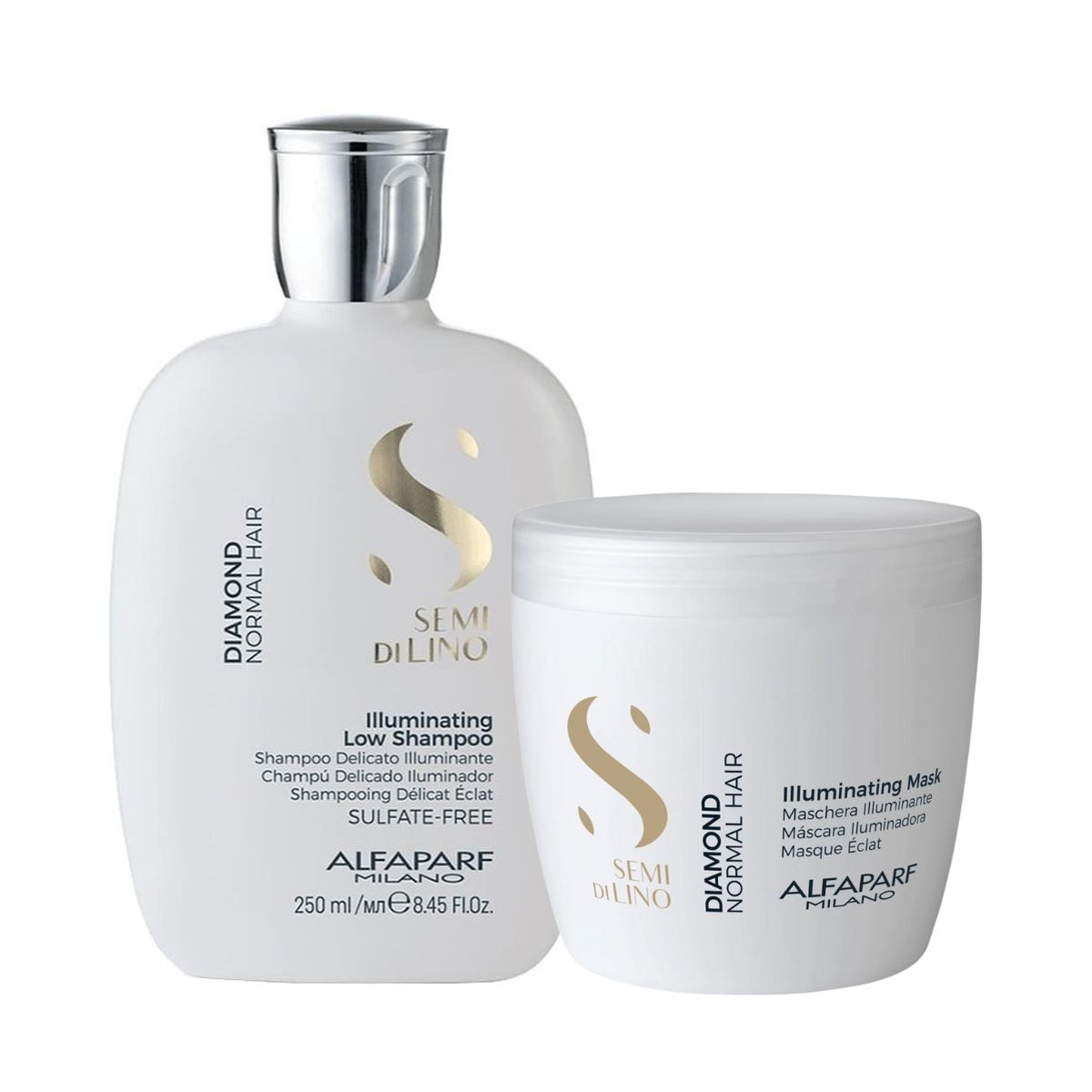 KIT ALFAPARF ILLUMINATING DIAMOND SHAMPOO 250ML + MÁSCARA ILLUMINATING DIAMOND 5