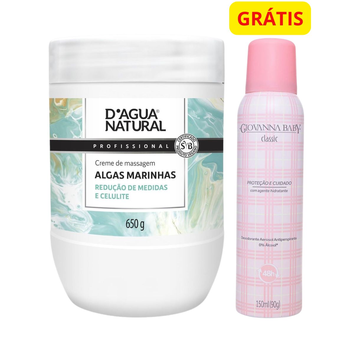KIT DAGUA NATURAL CREME ALGAS MARINHAS 650G + GRÁTIS DESODORANTE AEROSOL CLASSIC