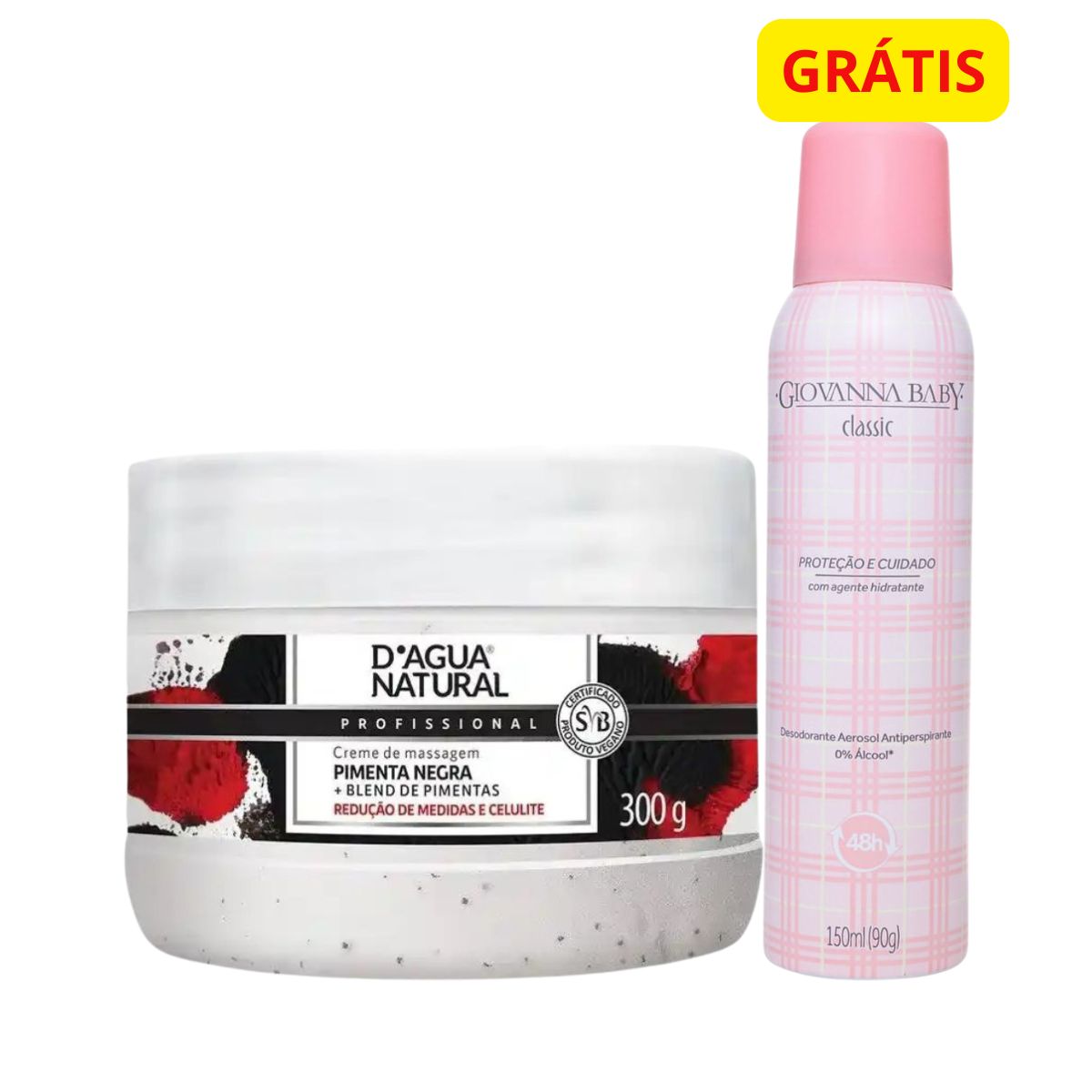 KIT DAGUA NATURAL CREME PIMENTA NEGRA 300G + GRÁTIS DESODORANTE AEROSOL CLASSIC