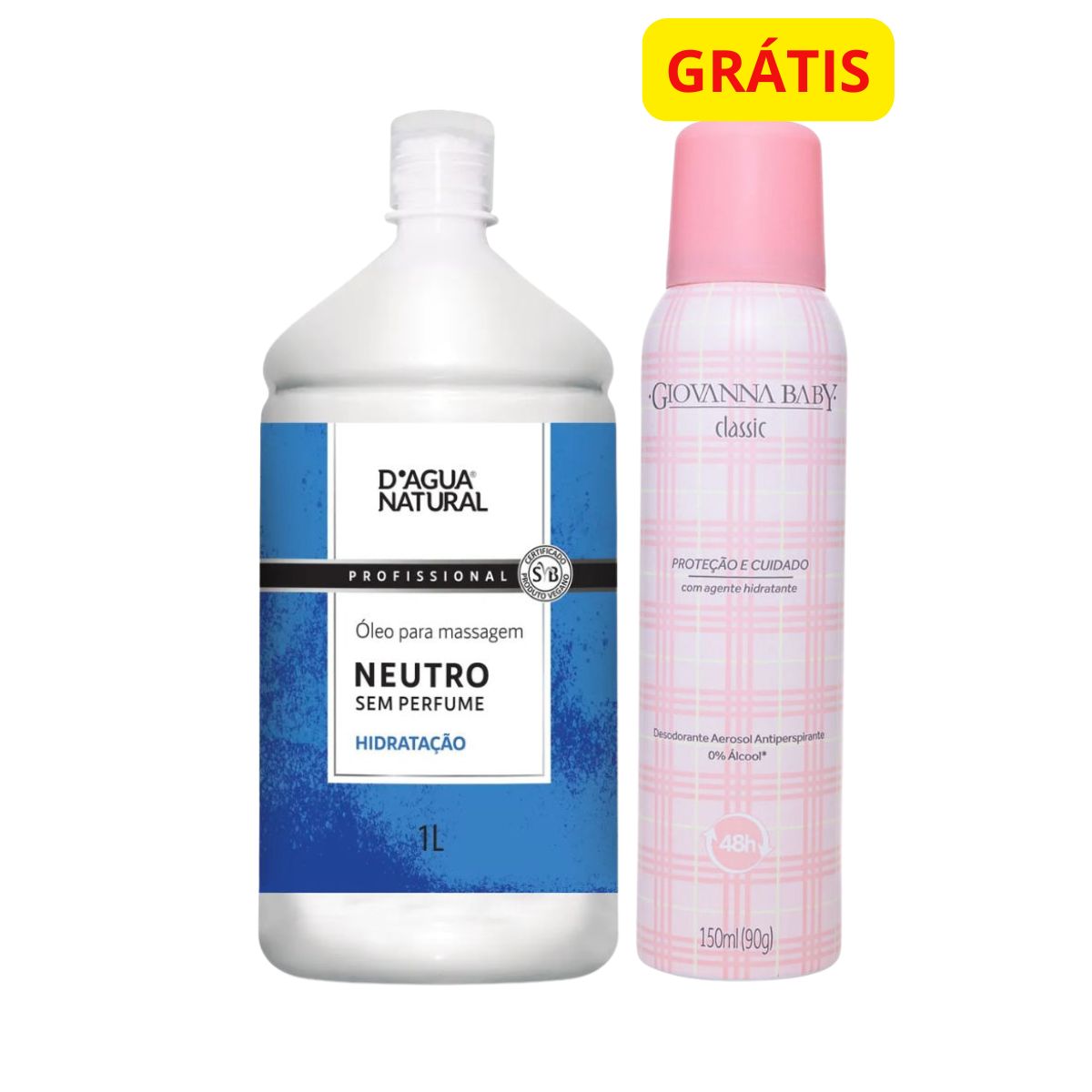 KIT DAGUA NATURAL ÓLEO NEUTRO 1L + GRÁTIS DESODORANTE AEROSOL CLASSIC GIOVANNA B