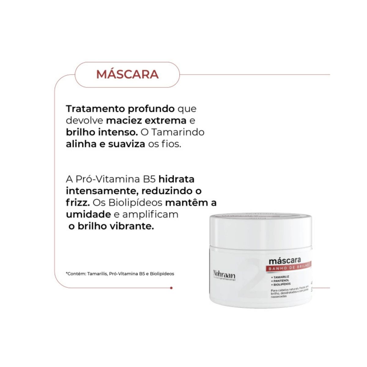 MÁSCARA BANHO DE BRILHO PRÓ NOHRAAN 300G
