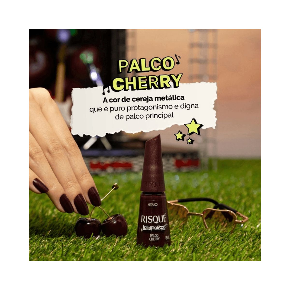 ESMALTE RISQUE LOLLAPALOOZA METÁLICO PALCO CHERRY 8ML