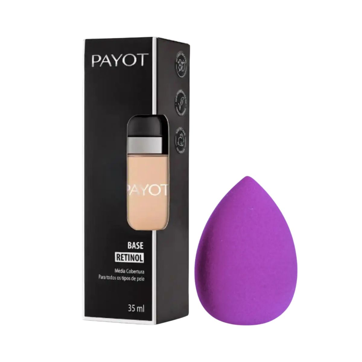 KIT PAYOT BASE FACIAL RETINOL COR 25 35ML + ESPONJA PARA MAQUIAGEM