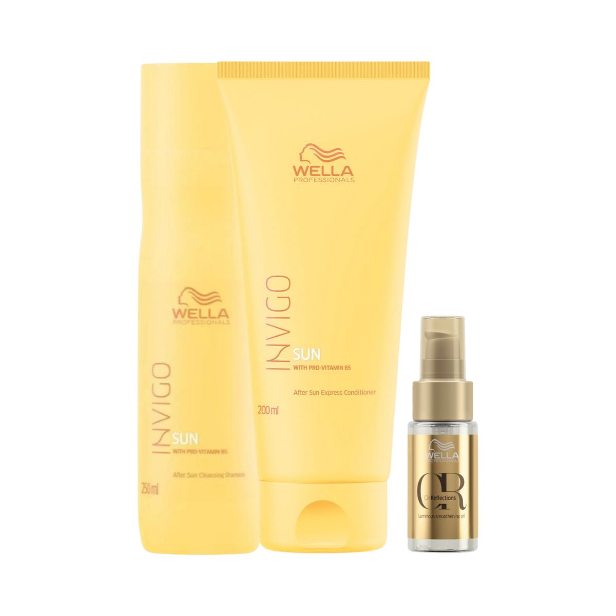 KIT WELLA INVIGO SUN PÓS SOL SHAMPOO 250ML + CONDICIONADOR 200ML + ÓLEO OIL REFL